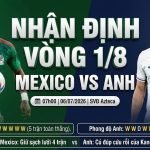 Nhận định tổng quan trận đấu Mexico vs Anh vòng 1/8 World Cup 2026 chi tiết trên hệ thống Thapcamtv.